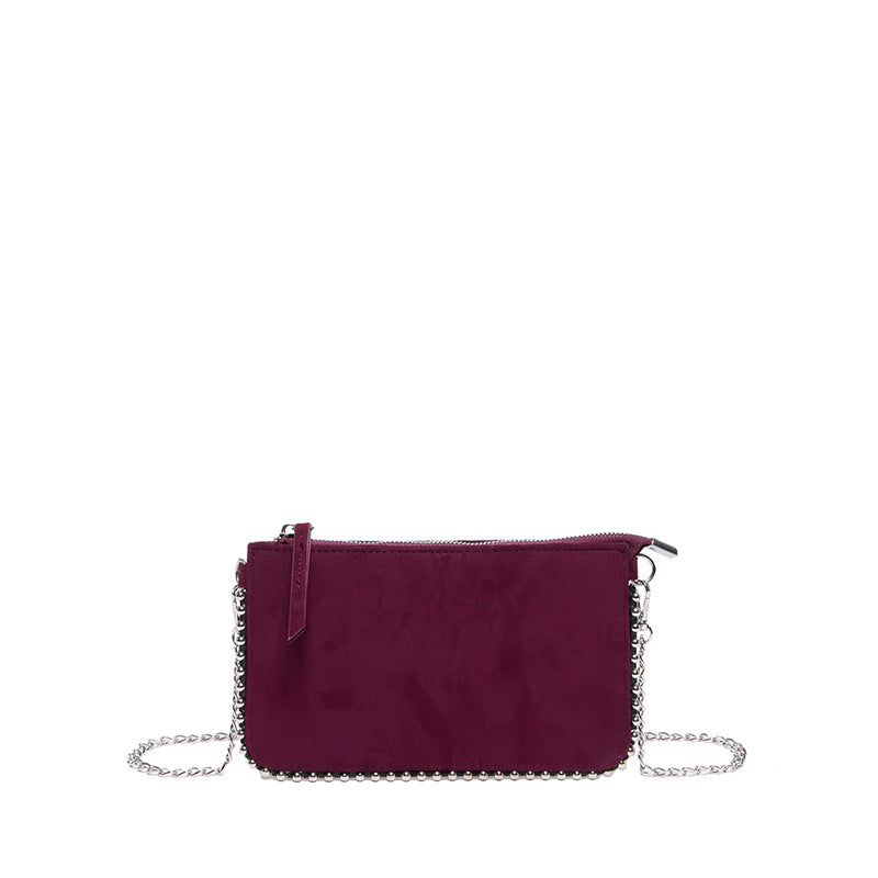 FLOWERSVERSE 2025 Cross-border new chain envelope bag, high-end niche design bead chain matte leopard print bag, messenger women's bag.