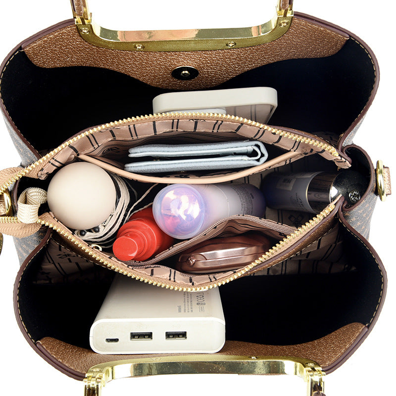 2025 Handbag  retro printed women's handbag large capacity high sense mother bag simple commuter shoulder bag