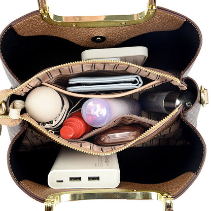 2025 Handbag  retro printed women's handbag large capacity high sense mother bag simple commuter shoulder bag