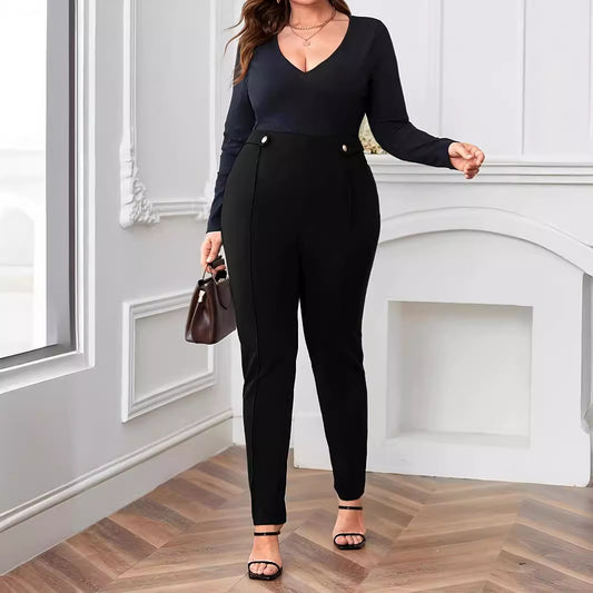 FLOWERSVERSE  New  Independent Station  European and American Slim Solid Color Trousers Skinny Pants plus Size Casual Women's Pants