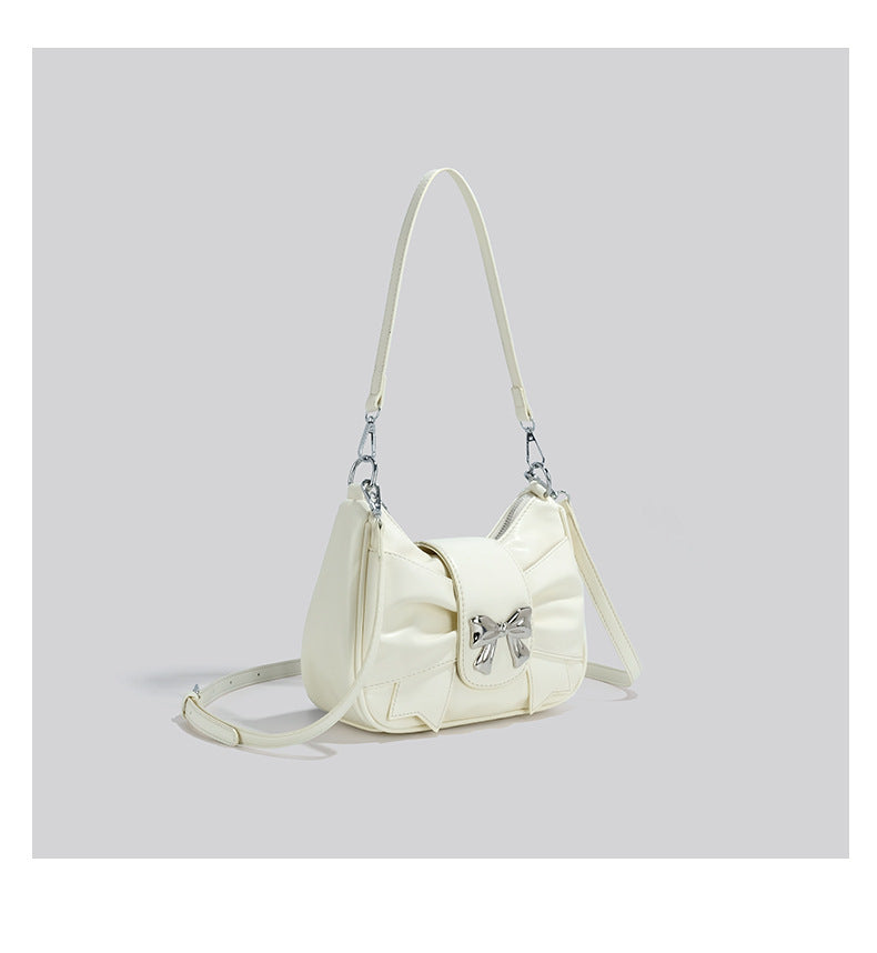 FLOWERSVERSE  New Fashion Pleated Cloud Bag Bow Portable Shoulder Messenger Bag for Women Special-Interest Design Underarm Bag Women