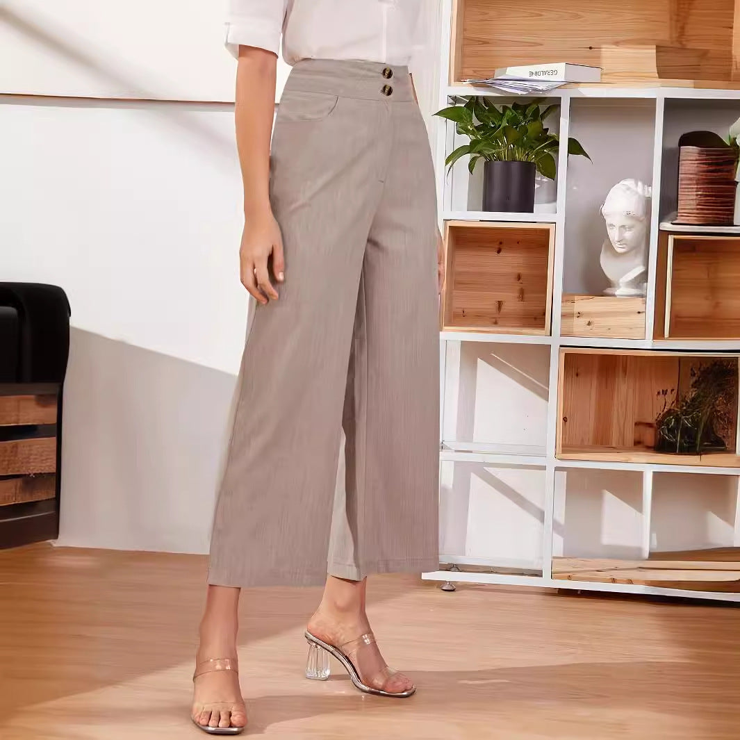 FLOWERSVERSE  In Stock!  New  Summer European and American High Waist Slim-Fitting Ankle Length Trousers Women