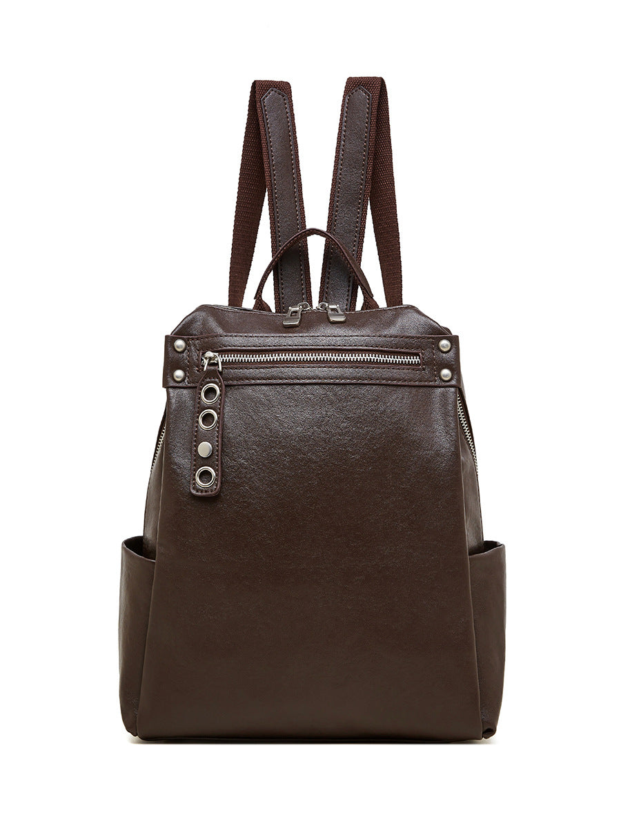 Large capacity first layer vegetable tanned cowhide backpack fashion travel backpack leather women's bag