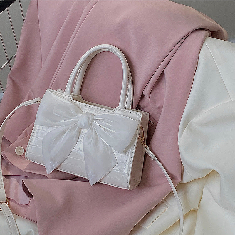 FLOWERSVERSE 2025 Little girl bag, celebrity style, sweet girl bow handbag, summer shoulder oblique span small square bag