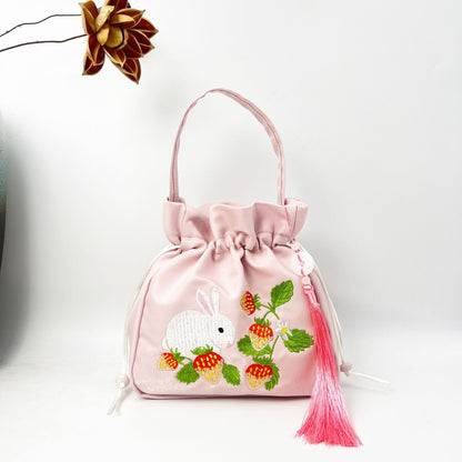 FLOWERSVERSE  Spring Outing with Embroidered Han Chinese Clothing Crossbody Bag Antiquity Bag Artistic Tassel National Style Casual All-Match Clutch Bag Large Capacity