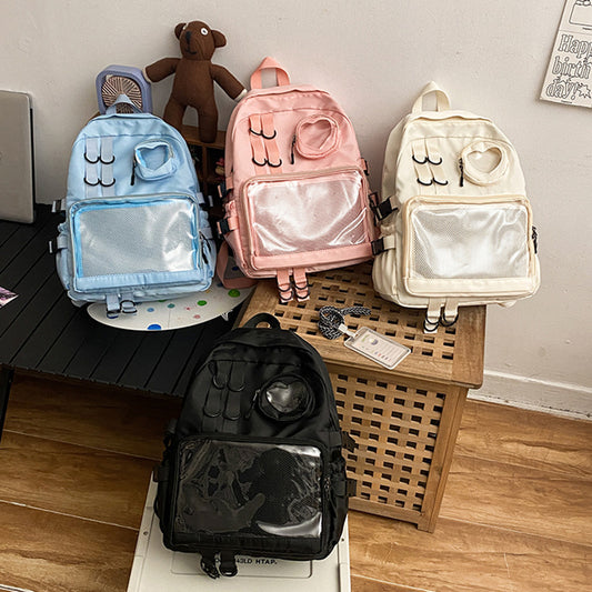 2025 Original niche girls backpack senior sense transparent bag cute girl student schoolbag casual backpack