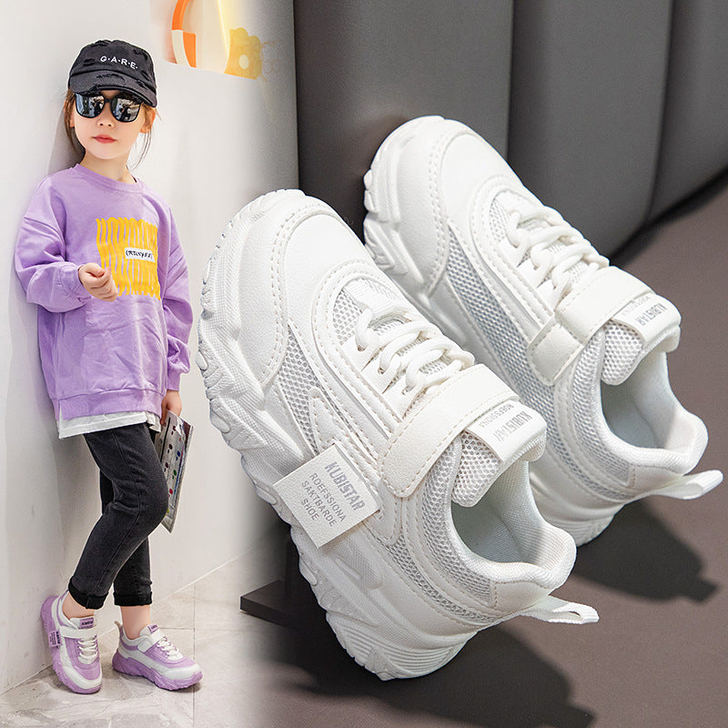 flowersverse Girls' Shoes Dad Shoes Autumn  New Western Style Fashion Little Kids' Sneakers Children's Autumn Mesh Breathable