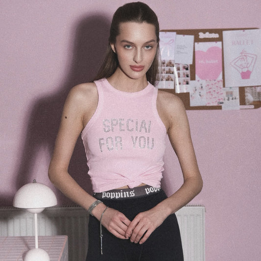 New High-end Crystal Diamond Sports Vest Women's Slim-fit Spice Girls Skinny Tops Women's