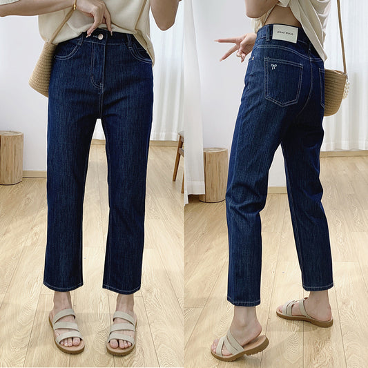 flowersverse Summer Cool Baguette Pants Ice Silk Baguette Pants Women's Summer Thin High Waist Slimming Loose Straight Lyocell Jeans
