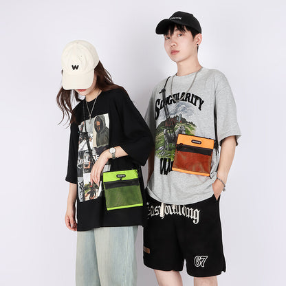 FLOWERSVERSE New Trendy Men's Sports Riding Backpack Women's Bag Japanese Crossbody Small Shoulder Bag Women's Fashion Student Mobile Phone Bag