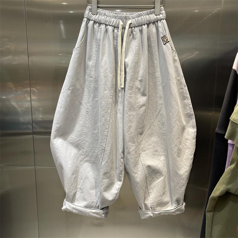 Large size Popularan goods n retro meat-covering lantern pants women's  spring and summer new elastic waist and thin dad pants