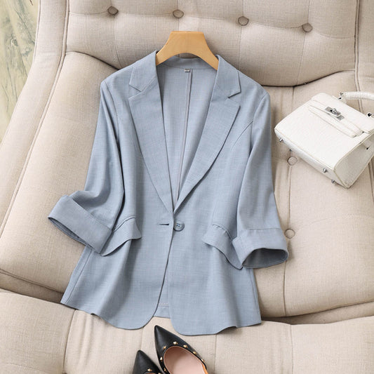 small blazer women's popular seven-quarter sleeve spring and summer new Korean version temperament slim and thin suit women's top