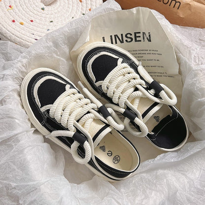 flowersverseSummer New Cream Two-Way White Shoes Women's Slip-on Lazy Shoes Casual Breathable Semi Slippers Canvas Shoes