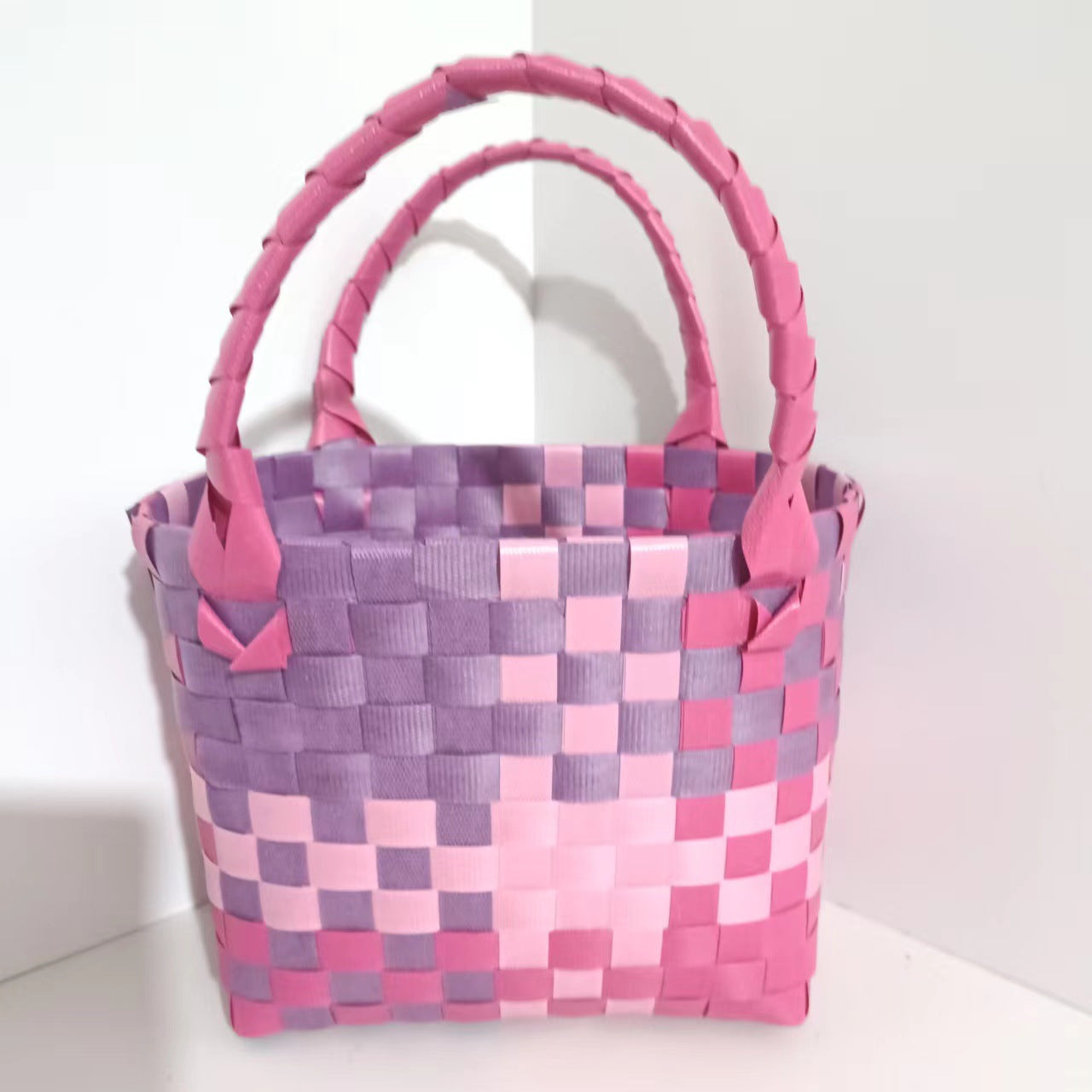 FLOWERSVERSE  Free Shipping Popular Small Bag Vegetable Basket PVC Woven Bag Open Children Small Clutch Hand Gift Bag Women's Bag