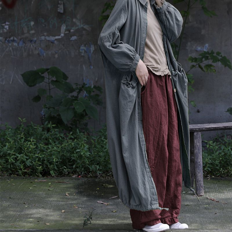 a new product in early autumn, high-texture wide-leg pants, women's washed and old cotton and linen literary casual pants