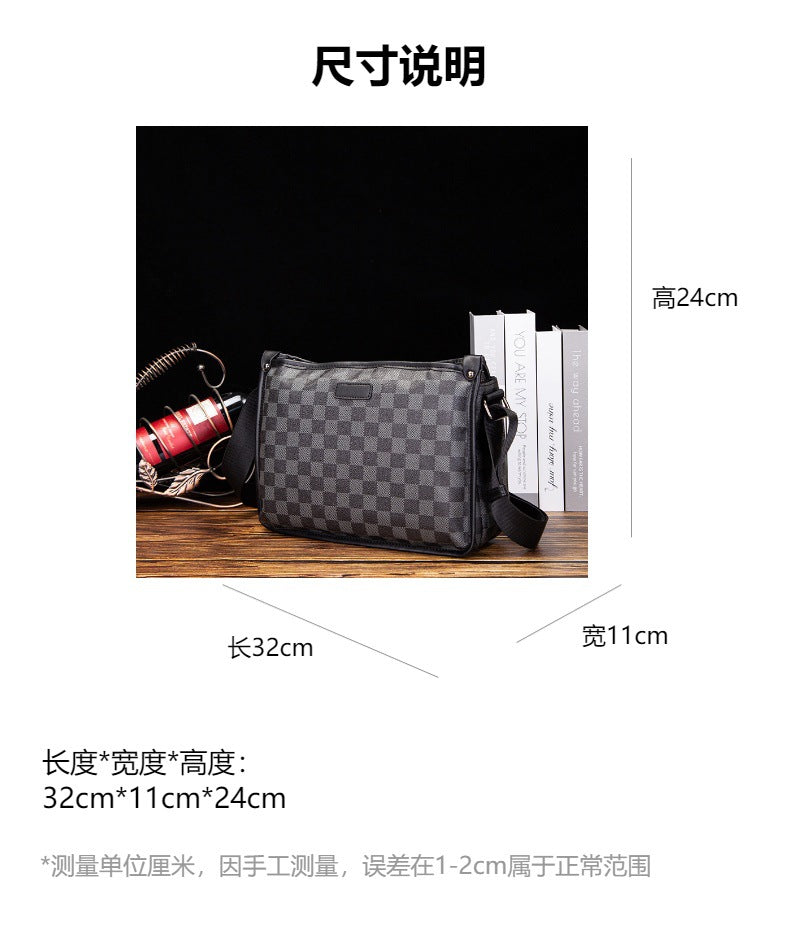 FLOWERSVERSE New Men's Check Pattern Shoulder Bag Stylish and Lightweight Crossbody Bag All-Matching Small Bag Fashion Brand Travel Backpack Wholesale