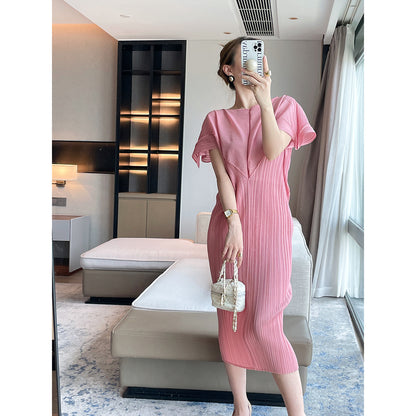 Folds  summer new slim-fitting design slim senior Miyake dress femininity elegant medium and long dress