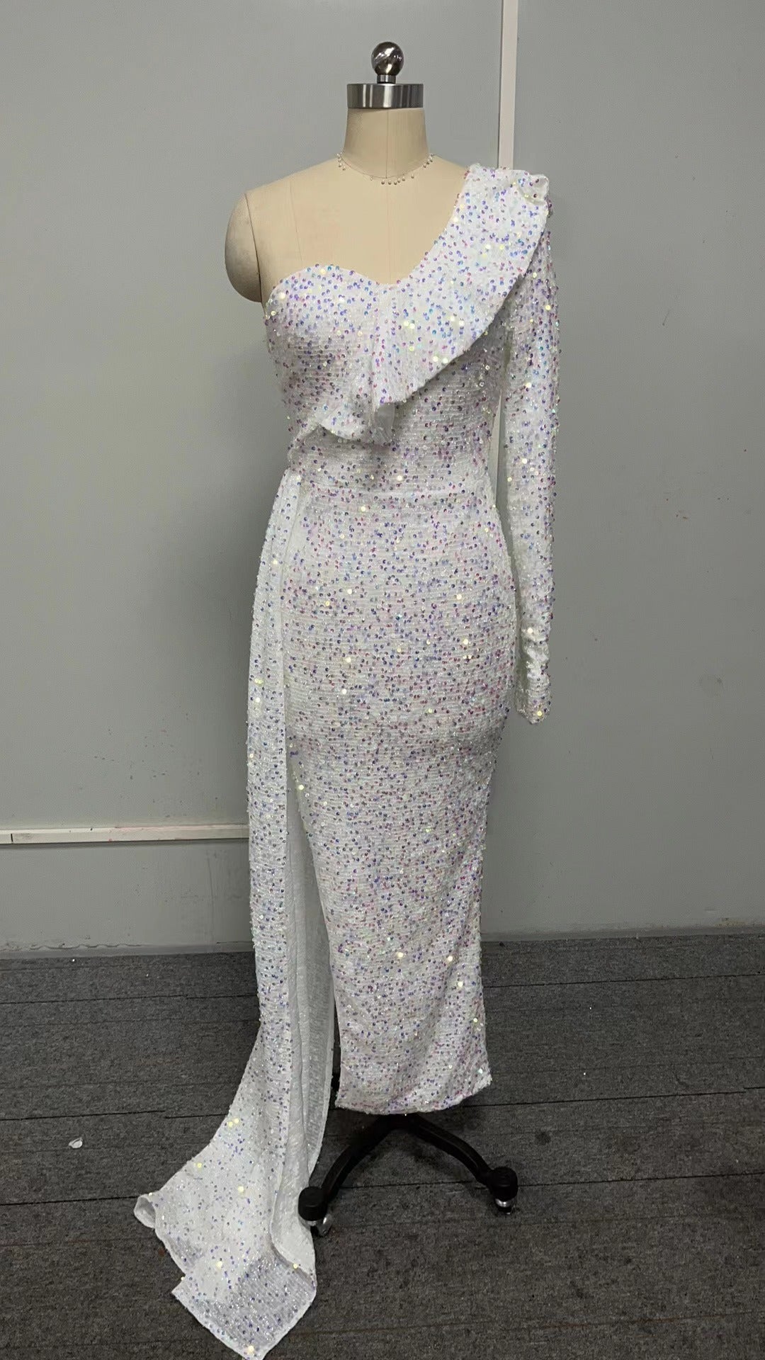 FLOWERSVERSE popular new 2025 Popular trade large size women's clothing bronzing pendulum sexy long dress trailing banquet evening dress dress dress