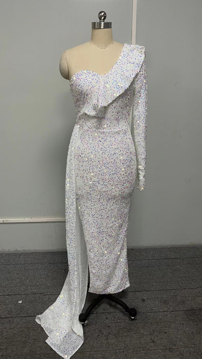 FLOWERSVERSE popular new 2025 Popular trade large size women's clothing bronzing pendulum sexy long dress trailing banquet evening dress dress dress