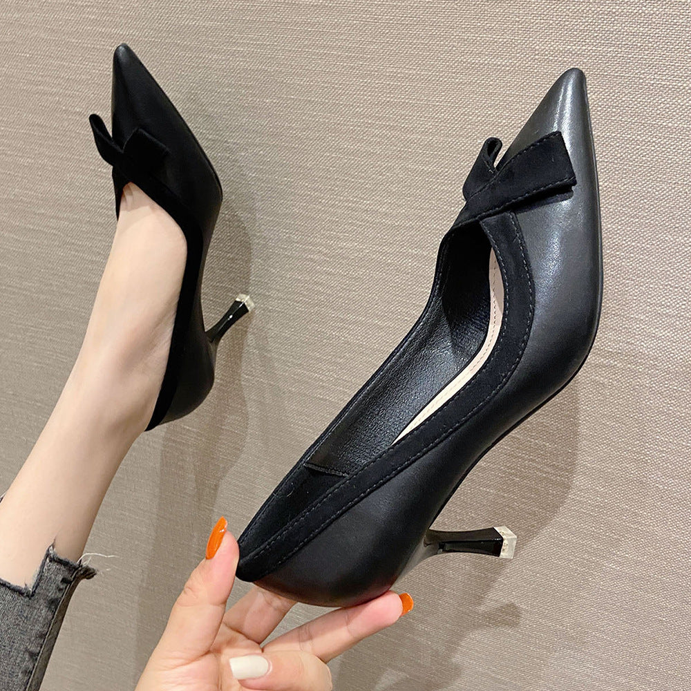 2025 SX8806-B1  bow high heels 2025 new single shoes women's Korean version niche design stiletto women's shoes