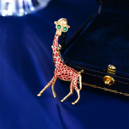 2025 Korean version of personalized accessories corsage cute suit jacket versatile Korean fashion dripping oil design sense giraffe brooch