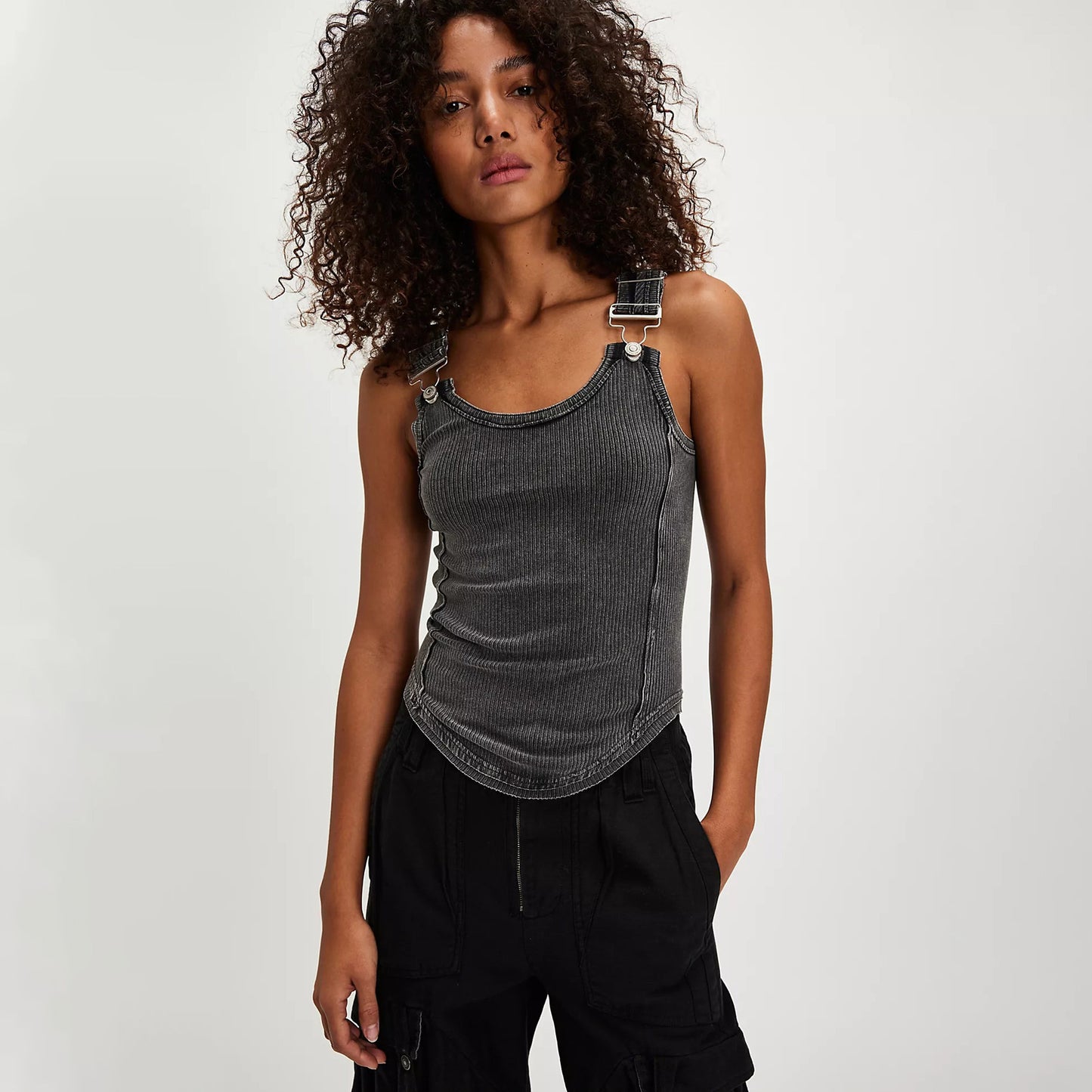 spring new strap buckle sling vest women wear fashion hot girls solid color lunch break waist top Popular trade