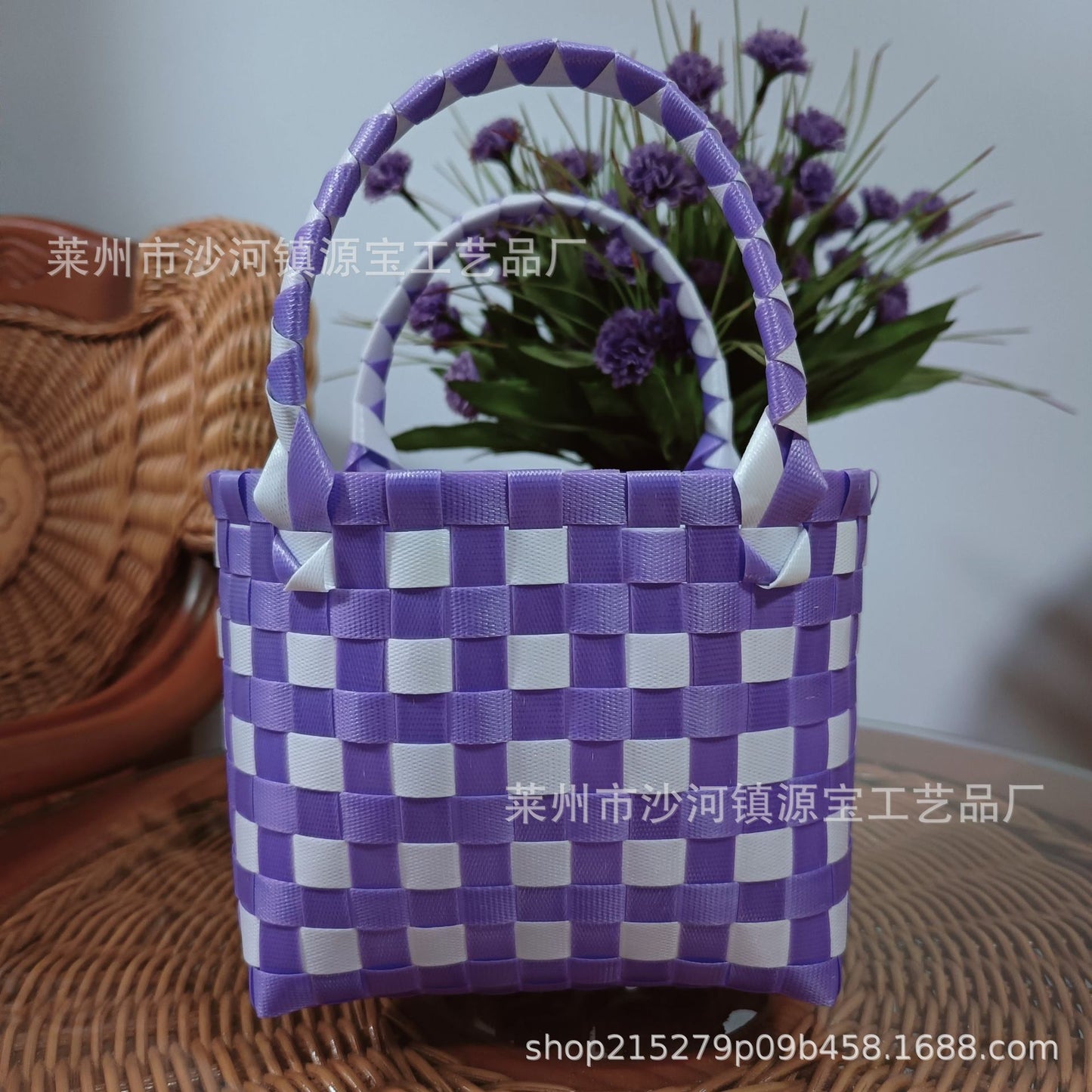 FLOWERSVERSE  Free Shipping Popular Small Bag Vegetable Basket PVC Woven Bag Open Children Small Clutch Hand Gift Bag Women's Bag