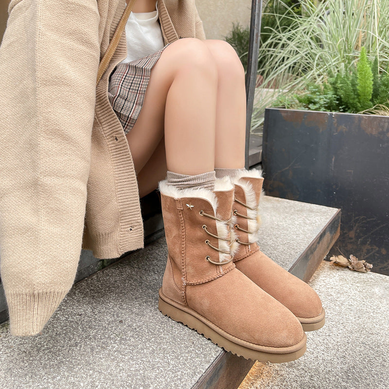 2025  Retro commuter thick-soled versatile casual comfortable warm snow boots autumn popular new fashionable simple short boots women