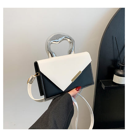 FLOWERSVERSE  Stylish Good Texture New Color-Blocking  Contrast Color Spring Leisure Simple Crossbody Metal Portable Square Pouch Women