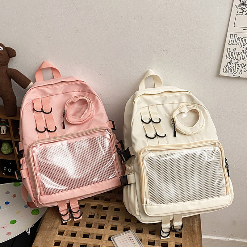 2025 Original niche girls backpack senior sense transparent bag cute girl student schoolbag casual backpack