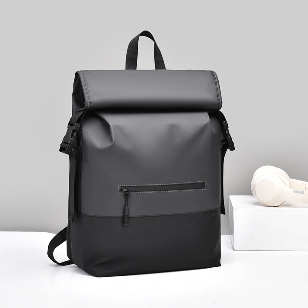 2025  men's backpack, business travel, high-end sense, large-capacity backpack, fashionable commuter roll-up design, backpack