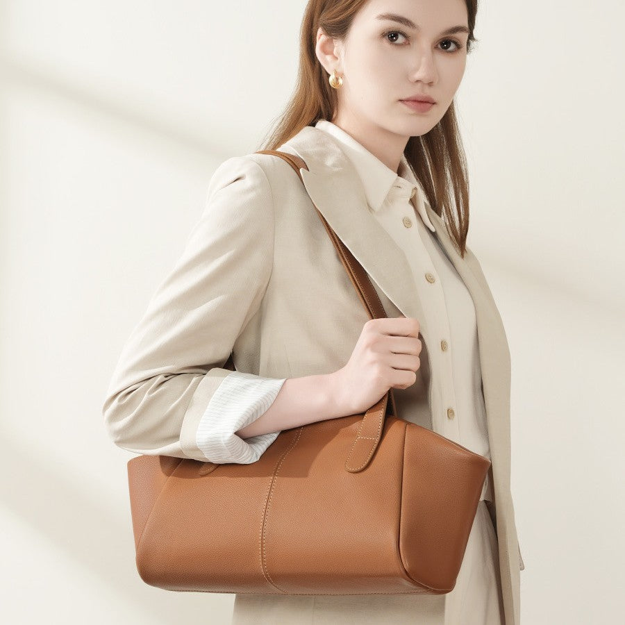 Large capacity simple shoulder wing bag, leather tote bag, fashionable portable women's bag