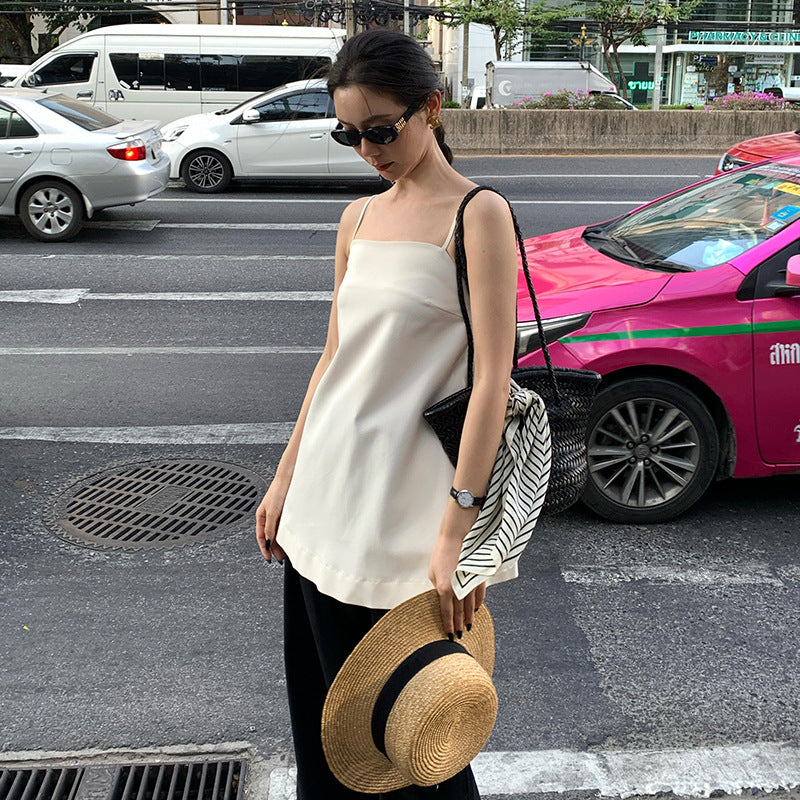 2025 spring and summer new thin temperament versatile design solid color thin suspender small vest women 89273