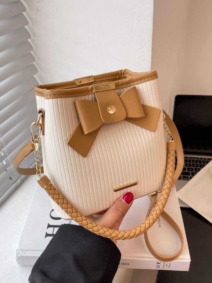 FLOWERSVERSE 2025 Niche design bow bag women's popular new trendy simple portable bucket bag high-end shoulder messenger bag