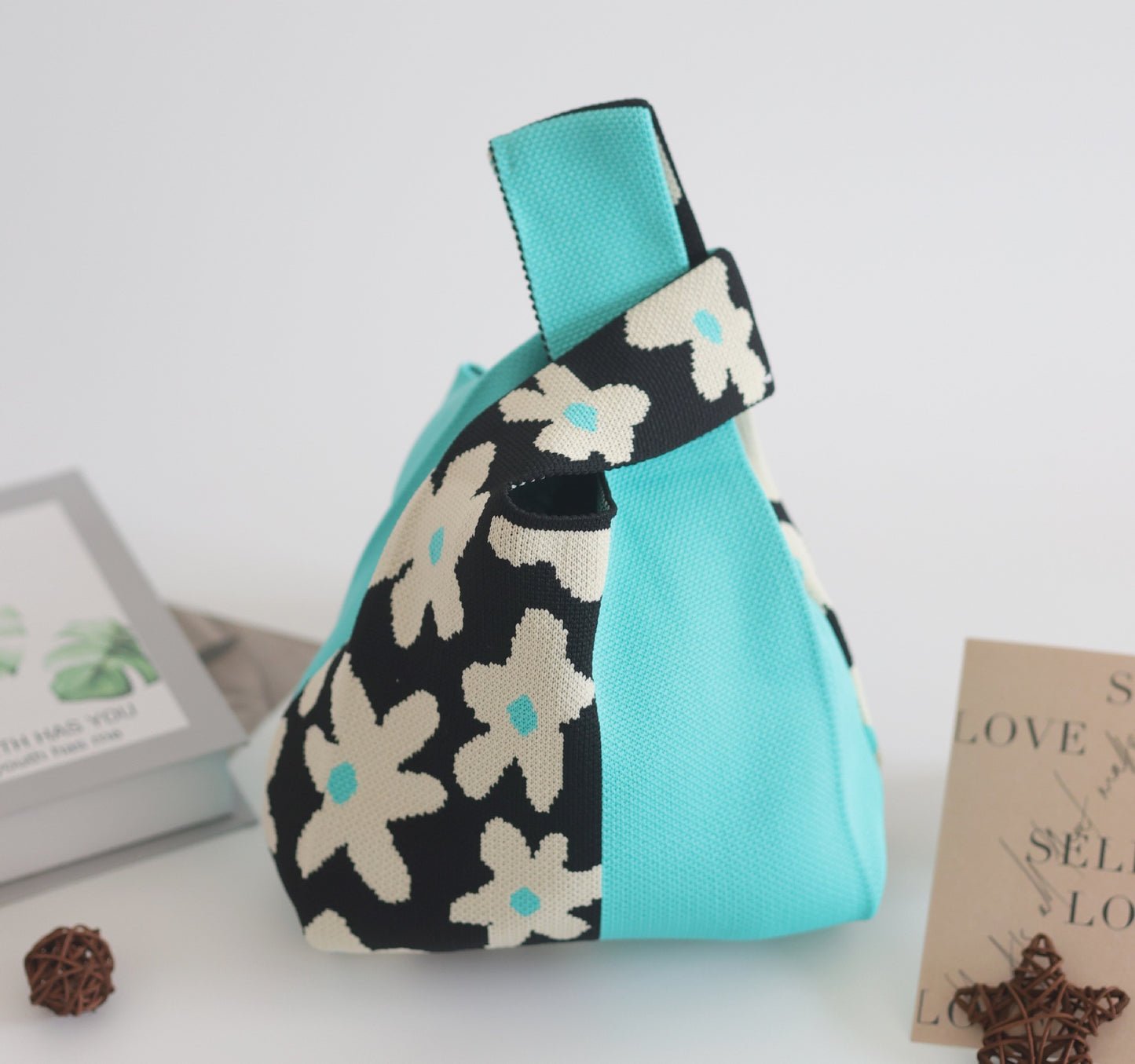 FLOWERSVERSE  INS Internet Hot New Handbag Women's Knitted Bag Japanese and Korean Style All-Match Hand Carrying Casual Tote Bag Factory Wholesale