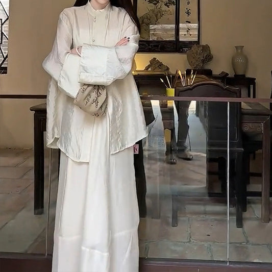 2025 New Chinese women's national style top Buddhist Zen adult Hanfu cheongsam dress  early spring