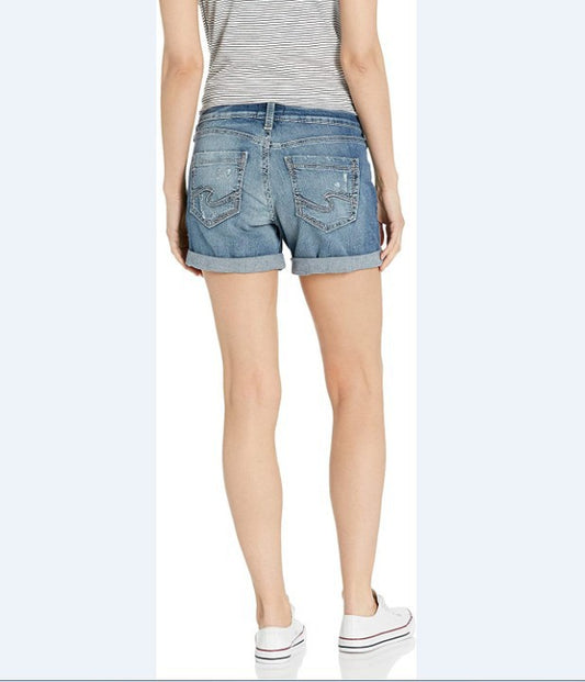 Popular trade elastic hole flanged denim shorts women