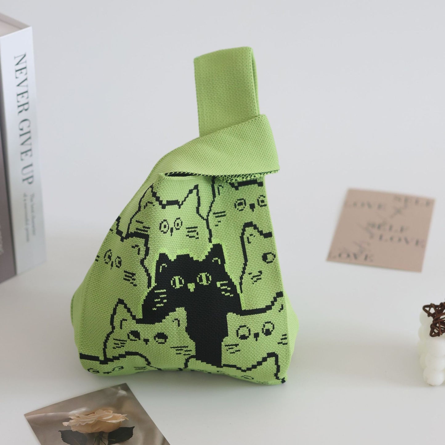 FLOWERSVERSE  INS Internet Hot New Handbag Women's Knitted Bag Japanese and Korean Style All-Match Hand Carrying Casual Tote Bag Factory Wholesale