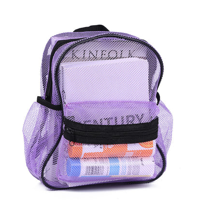 High Load-Bearing Mesh Backpack Transparent and Simple Beach Bag Schoolbag Children's Schoolbag Temu Generation CPC Certification