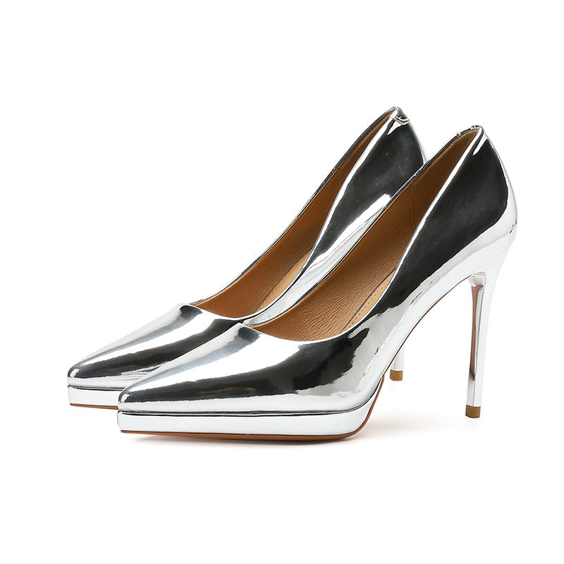 2025 1088A cheongsam model catwalk high heels women's pointed waterproof table 10.5CM thin heel shallow mouth temperament women's single shoes