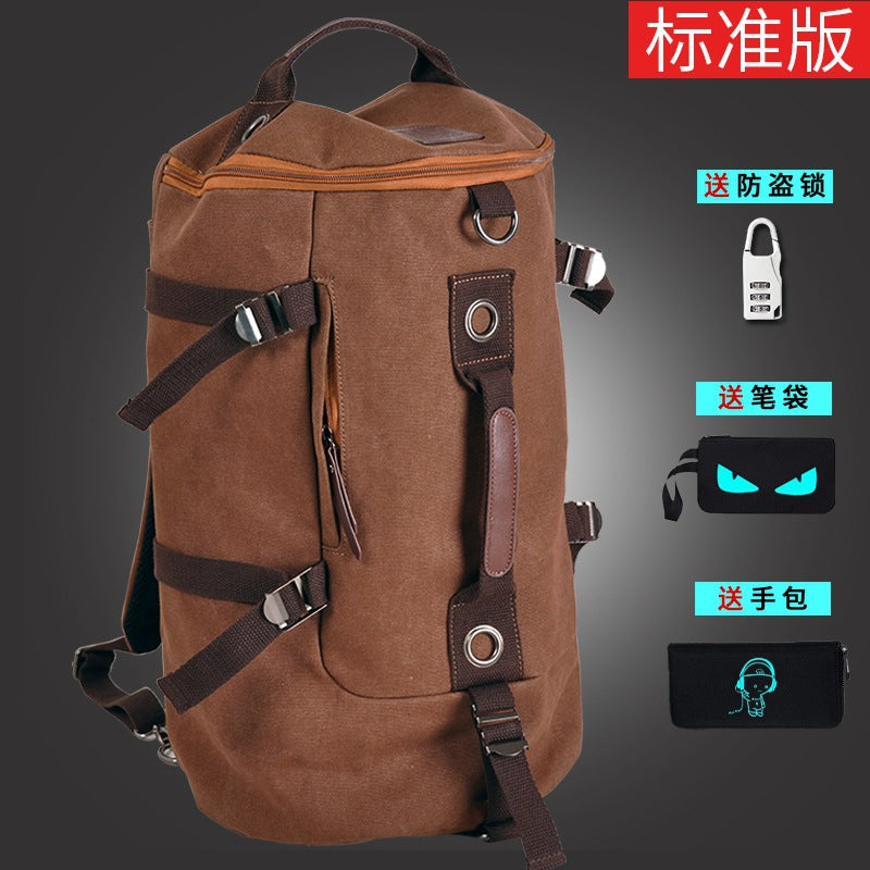 FLOWERSVERSE Korean Style Canvas Backpack Men's Fashionable Student Schoolbag Youth Travel Bag Computer Large-Capacity Backpack Messenger Bag