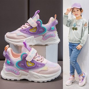 flowersverse Spring and Autumn Girls' Mesh Sneaker Dad Shoes Running Shoes Breathable Soft Bottom Casual Shoes Waterproof Outdoor Shoes