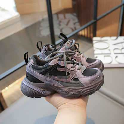 flowersverse Spring New Children's Soft Bottom Dad Shoes Super Hot Boys Running Shoes Girls Stylish and Lightweight Fashionable Sports Shoes