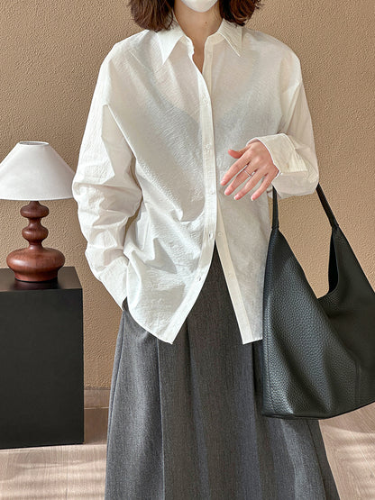 2025  Spring New Shirt Women's Waist Lapel Long Sleeve Design Commuter Style Shirt 5002