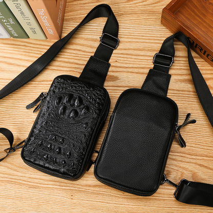 FLOWERSVERSE Factory Leather Men's Chest Bag  New Fashion Crocodile Pattern Crossbody Bag First Layer Cowhide Men's Bag Bags Wholesale