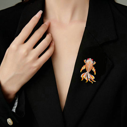 2025 Every year there are fish new goldfish brooch creative exaggerated accessories high-end koi corsage animal fixed pin wholesale