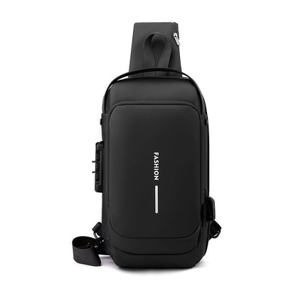 FLOWERSVERSE New Chest Bag Men's Backpack USB Charging Backpack Shoulder Chest Bag Commuter Backpack Waterproof Crossbody Chest Bag