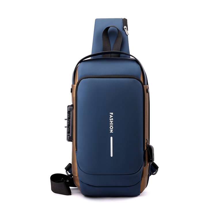 FLOWERSVERSE New Chest Bag Men's Backpack USB Charging Backpack Shoulder Chest Bag Commuter Backpack Waterproof Crossbody Chest Bag