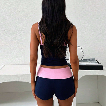 FLOWERSVERSE 2025 popular  New Popular trade 2025 sports style fashion suit can be worn in autumn and winter suspender shorts two-piece set