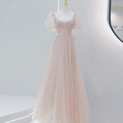 Pink evening dress female 2022 new temperament socialite banquet annual meeting fairy art test vocal host dress
